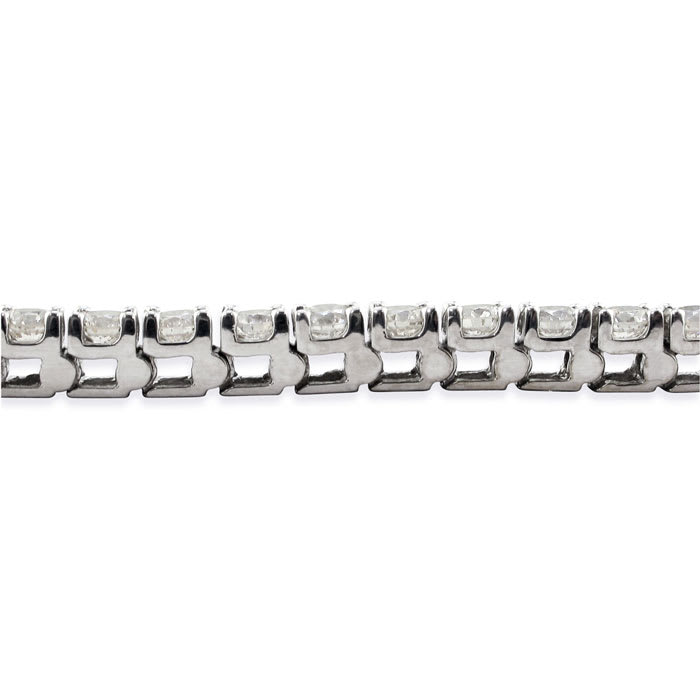 6 1/2 Carat Diamond Mens Tennis Bracelet In 14 Karat White Gold, 9 Inches