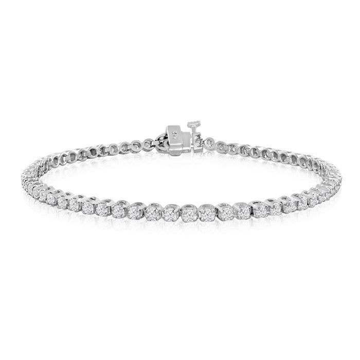 2 1/4 Carat Diamond Mens Tennis Bracelet In 14 Karat White Gold, 8 Inches