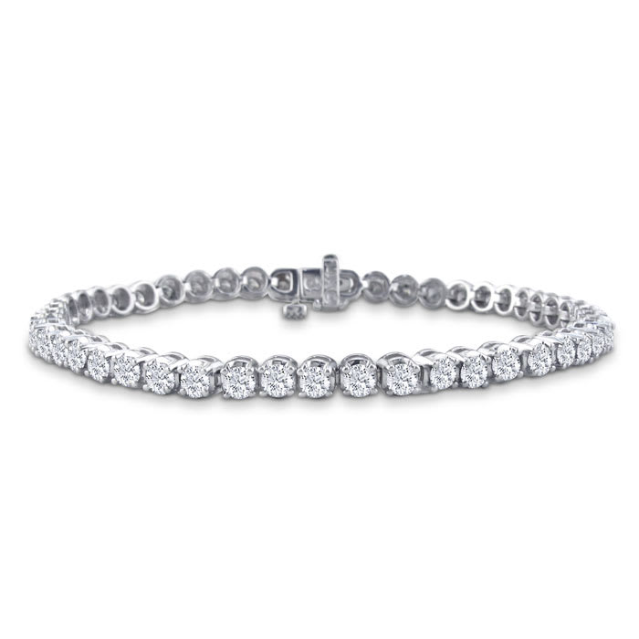 3 1/2 Carat Diamond Mens Tennis Bracelet In 14 Karat White Gold, 8 Inches