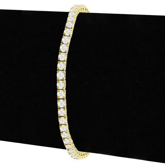 8 1/2 Carat Diamond Mens Tennis Bracelet In 14 Karat Yellow Gold, 8 1/2 Inches