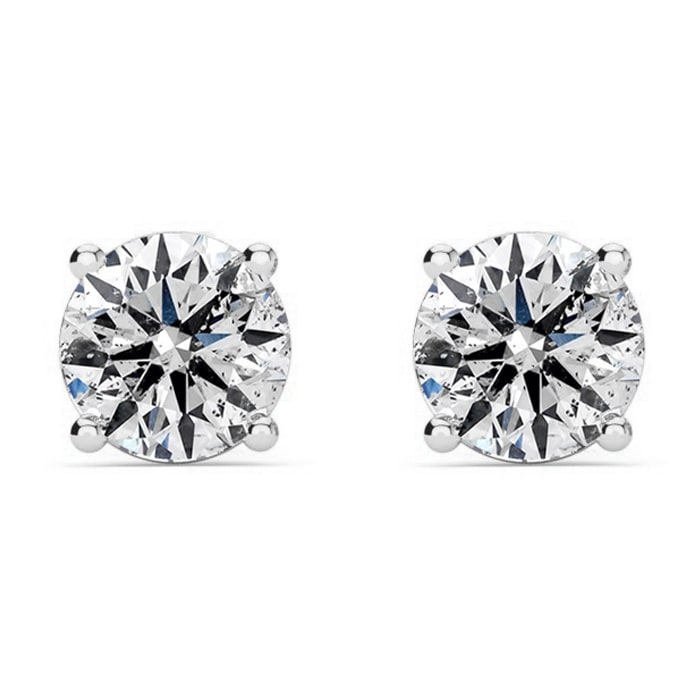 1 Carat Colorless Diamond Stud Earrings In 14 Karat White Gold