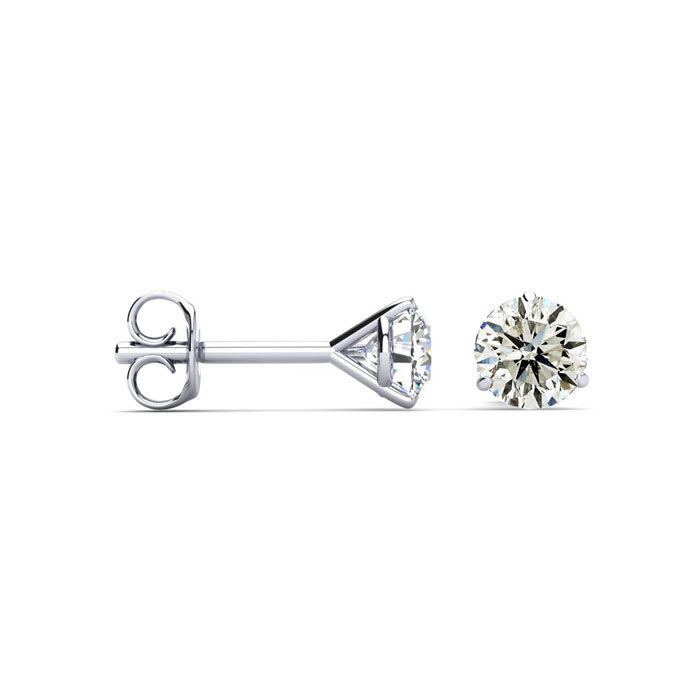 1.55 Carat Colorless Diamond Stud Earrings in 14 Karat White Gold Martini Setting