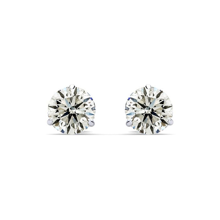 1.55 Carat Colorless Diamond Stud Earrings in 14 Karat White Gold Martini Setting