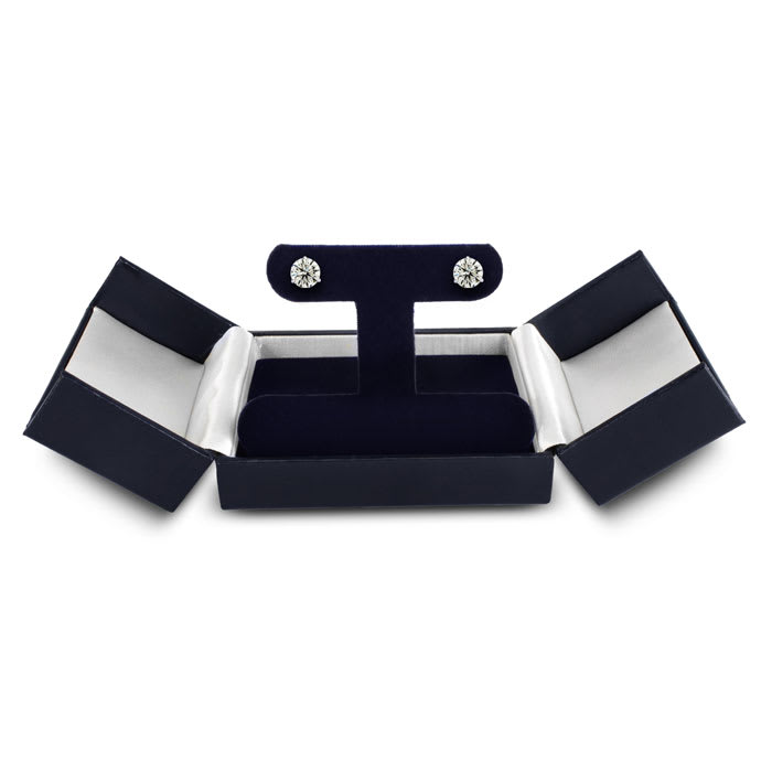 1.55 Carat Colorless Diamond Stud Earrings in 14 Karat White Gold Martini Setting