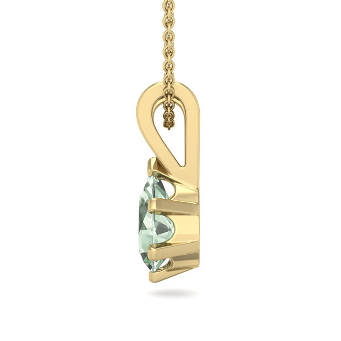 1/2 Carat Pear Shape Green Amethyst Necklace In 14K Yellow Gold Over Sterling Silver, 18 Inches