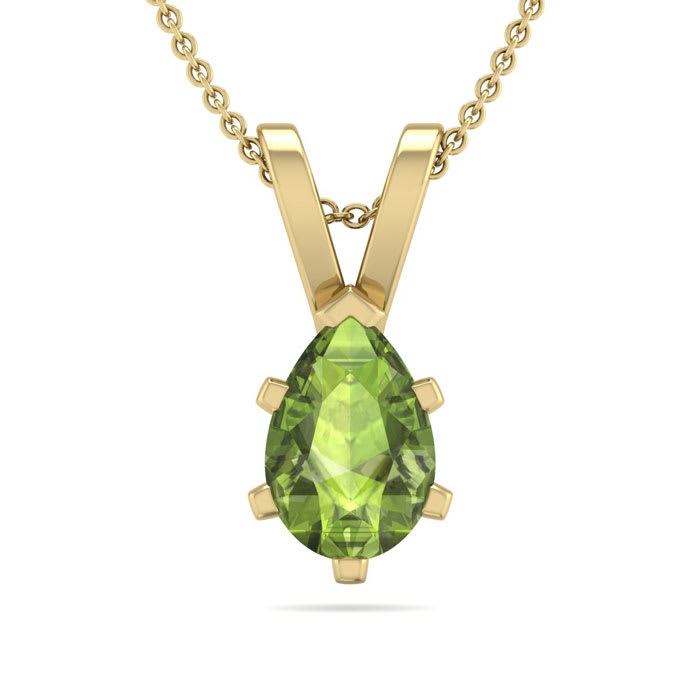 1/2 Carat Pear Shape Peridot Necklace In 14K Yellow Gold Over Sterling Silver, 18 Inches
