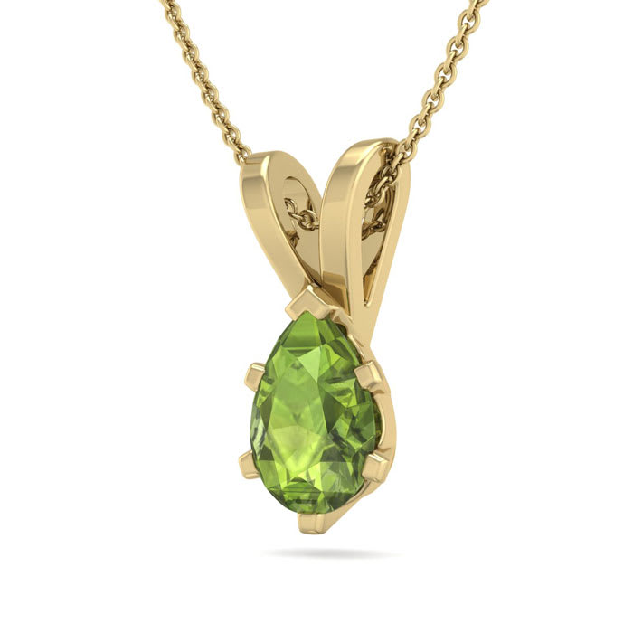 1/2 Carat Pear Shape Peridot Necklace In 14K Yellow Gold Over Sterling Silver, 18 Inches