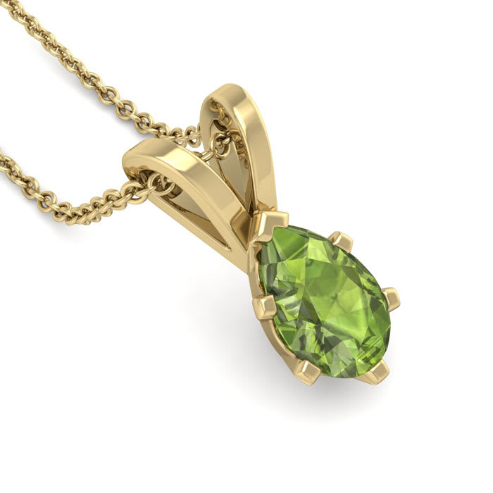 1/2 Carat Pear Shape Peridot Necklace In 14K Yellow Gold Over Sterling Silver, 18 Inches