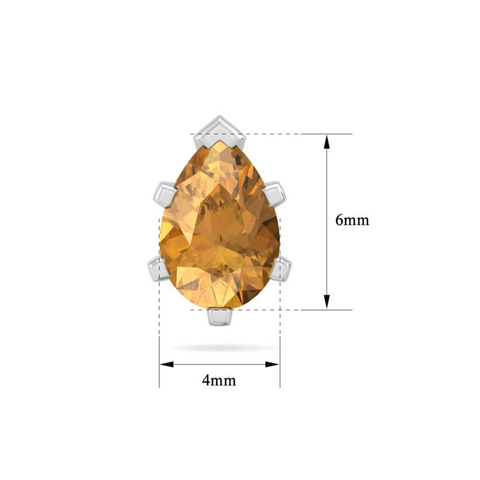 1 Carat Pear Shape Citrine Stud Earrings In Sterling Silver