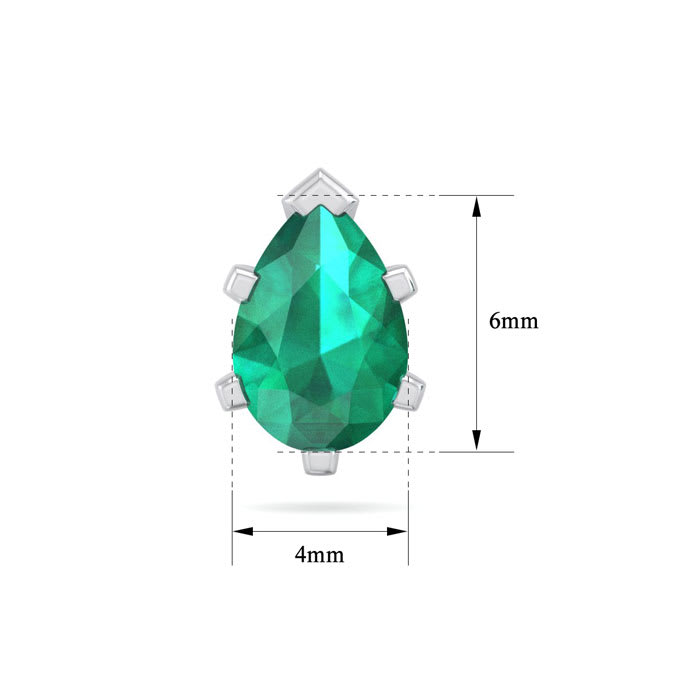 1 Carat Pear Shape Emerald Stud Earrings In Sterling Silver