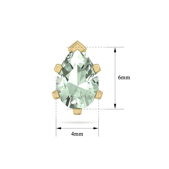 1 Carat Pear Shape Green Amethyst Stud Earrings In 14K Yellow Gold Over Sterling Silver