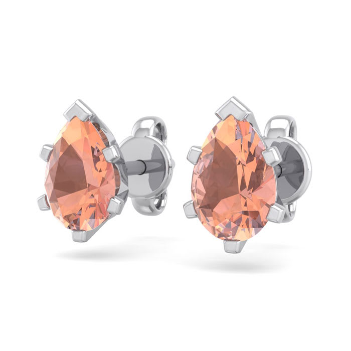 1 Carat Pear Shape Morganite Earrings Studs In Sterling Silver