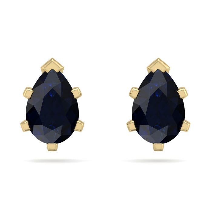 1 Carat Pear Shape Sapphire Stud Earrings In 14K Yellow Gold Over Sterling Silver
