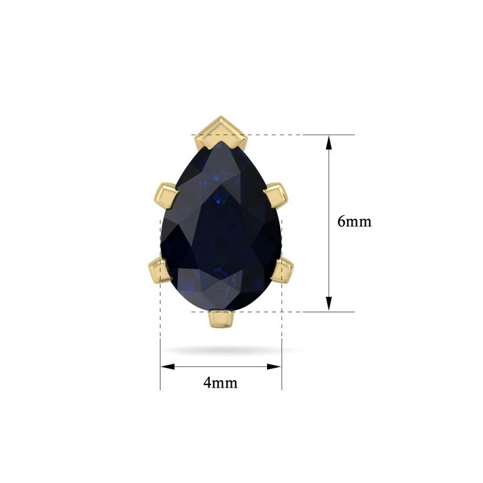 1 Carat Pear Shape Sapphire Stud Earrings In 14K Yellow Gold Over Sterling Silver