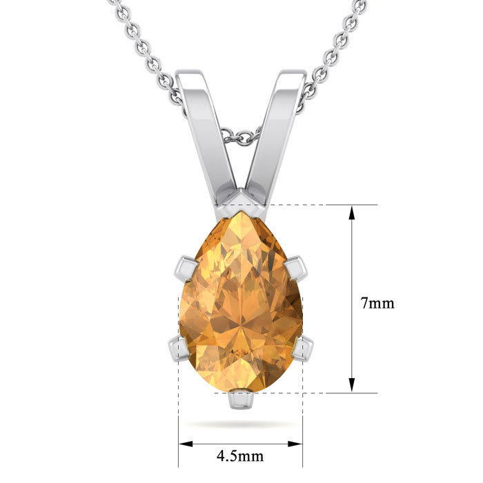 3/4 Carat Pear Shape Citrine Necklace In Sterling Silver, 18 Inches
