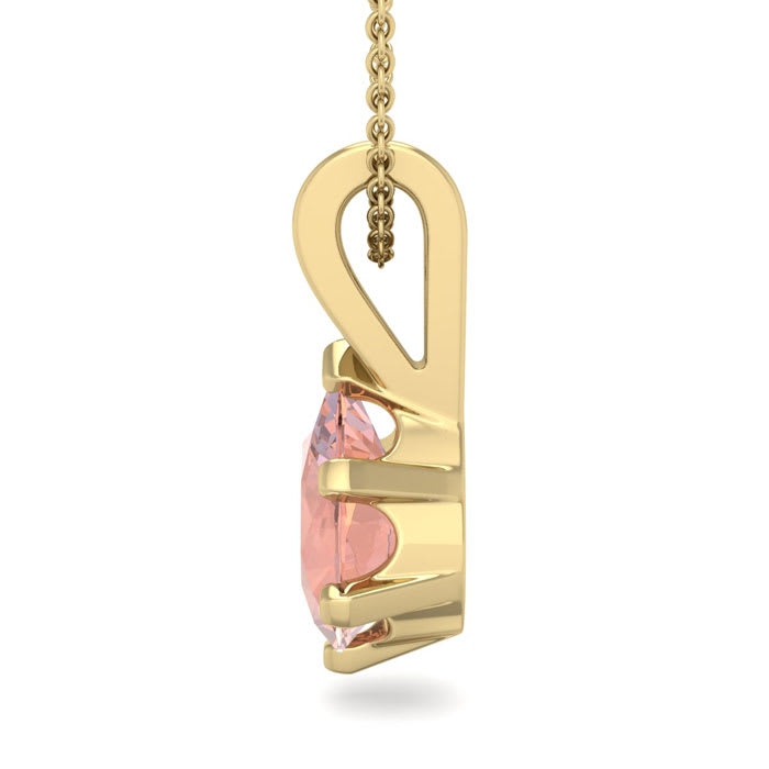 3/4 Carat Pear Shape Morganite Necklace In 14K Yellow Gold Over Sterling Silver With 18 Inch Chain