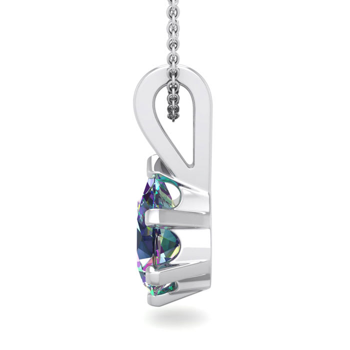 3/4 Carat Pear Shape Mystic Topaz Necklace In Sterling Silver, 18 Inches