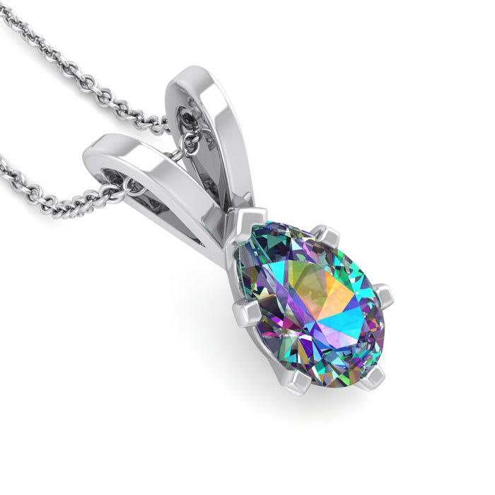 3/4 Carat Pear Shape Mystic Topaz Necklace In Sterling Silver, 18 Inches