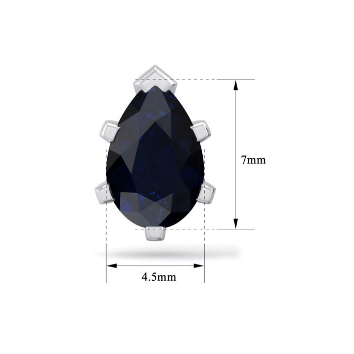 2 Carat Pear Shape Sapphire Stud Earrings In Sterling Silver