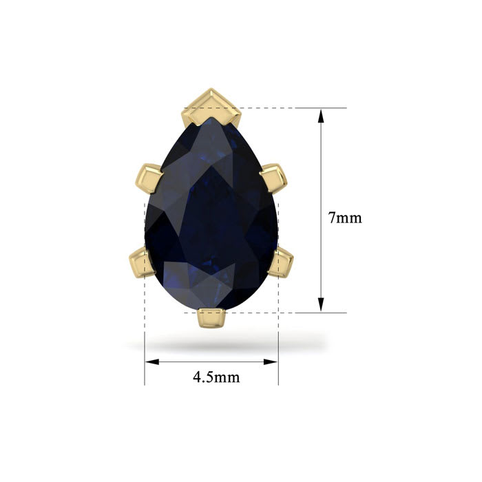 2 Carat Pear Shape Sapphire Stud Earrings In 14K Yellow Gold Over Sterling Silver