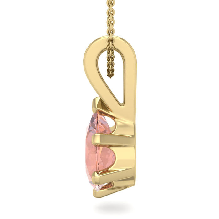 1 Carat Pear Shape Morganite Necklace In 14K Yellow Gold Over Sterling Silver With 18 Inch Chain