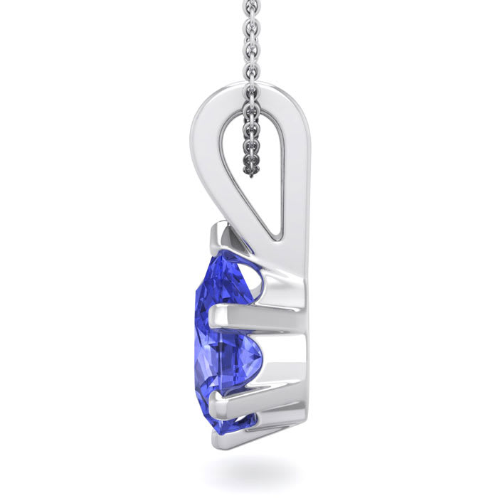 1 1/3 Carat Pear Shape Tanzanite Necklace In Sterling Silver, 18 Inches