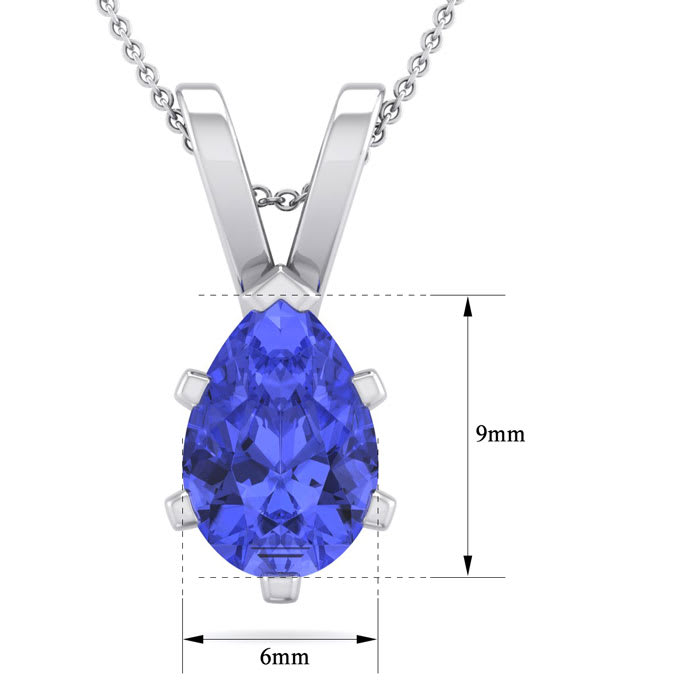 1 1/3 Carat Pear Shape Tanzanite Necklace In Sterling Silver, 18 Inches