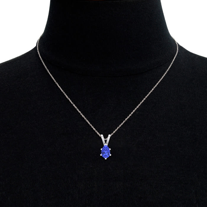 1 1/3 Carat Pear Shape Tanzanite Necklace In Sterling Silver, 18 Inches