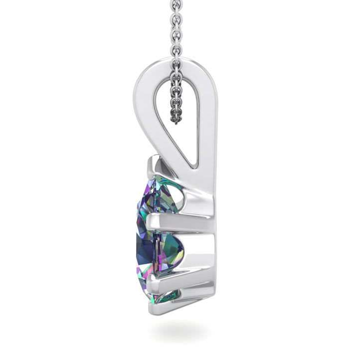 1 Carat Pear Shape Mystic Topaz Necklace In Sterling Silver, 18 Inches