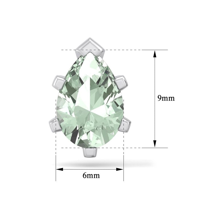 2 Carat Pear Shape Green Amethyst Stud Earrings In Sterling Silver