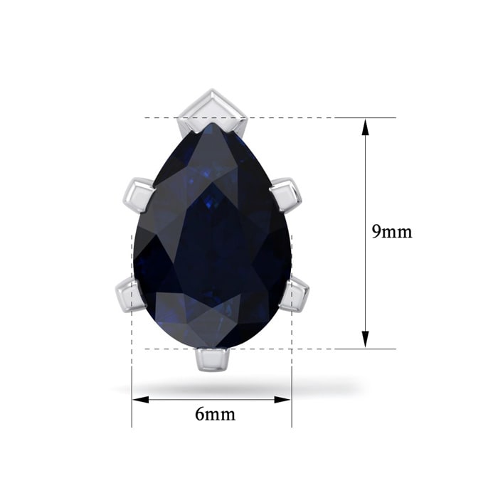 3 1/5 Carat Pear Shape Sapphire Stud Earrings In Sterling Silver