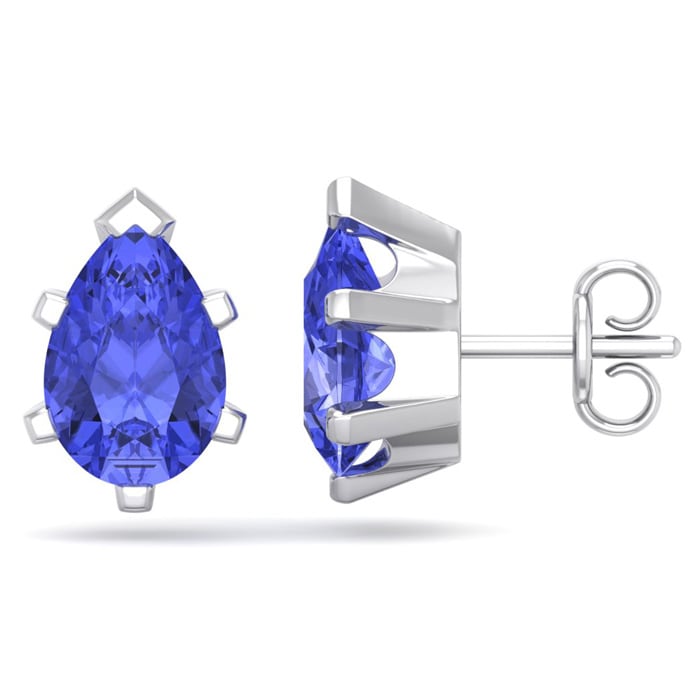 2 1/2 Carat Pear Shape Tanzanite Stud Earrings In Sterling Silver