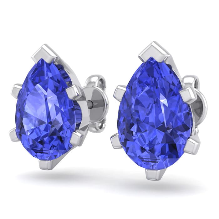 2 1/2 Carat Pear Shape Tanzanite Stud Earrings In Sterling Silver