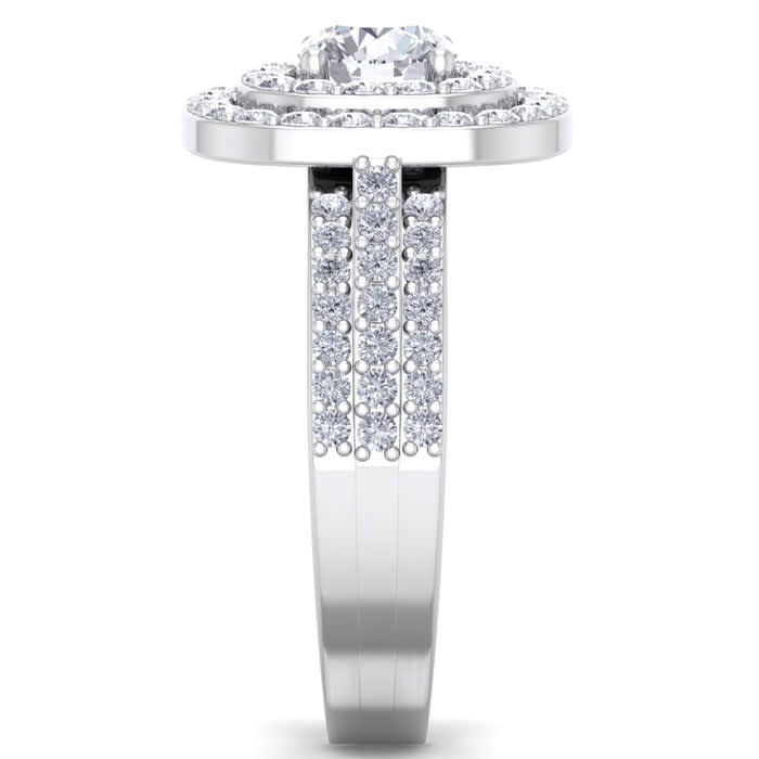 1 3/4 Carat Double Halo Diamond Engagement Ring In 14 Karat White Gold