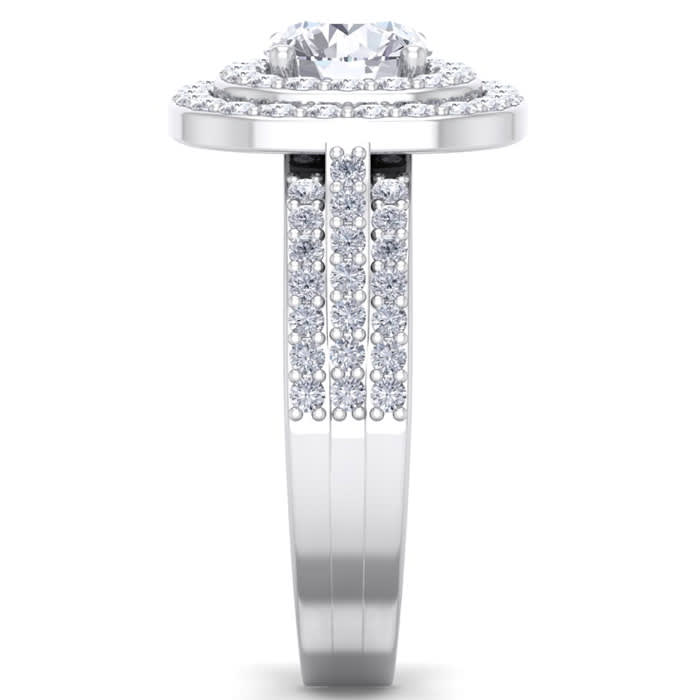 2 Carat Double Halo Diamond Engagement Ring In 14 Karat White Gold