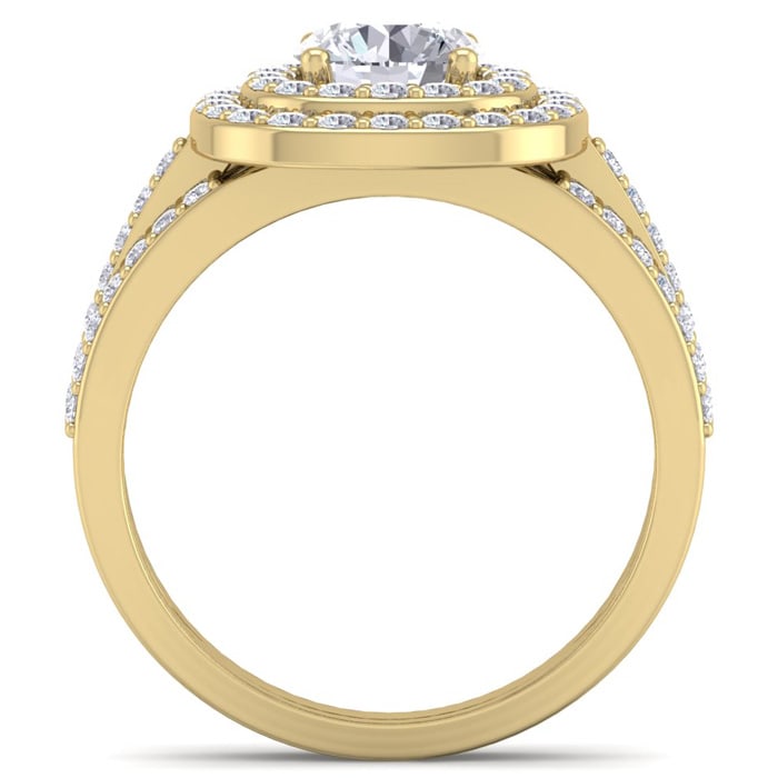 2 Carat Double Halo Diamond Engagement Ring In 14 Karat Yellow Gold