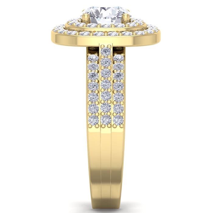 2 Carat Double Halo Diamond Engagement Ring In 14 Karat Yellow Gold