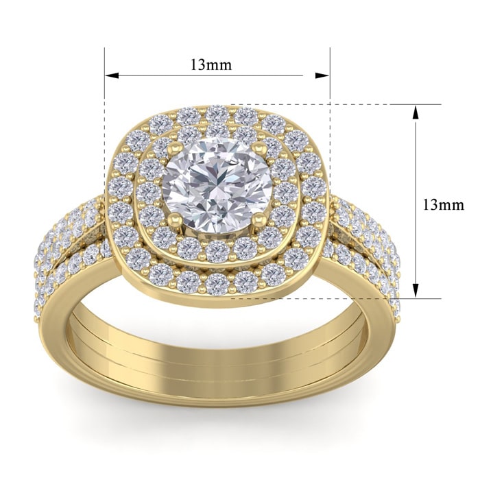 2 Carat Double Halo Diamond Engagement Ring In 14 Karat Yellow Gold