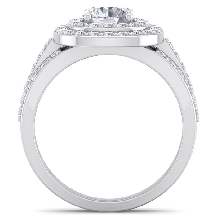 2 Carat Double Halo Diamond Engagement Ring In 14 Karat White Gold