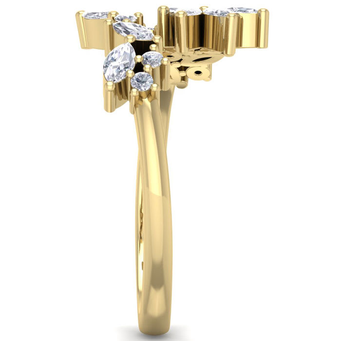 1/2 Carat Round and Marquise Diamond Ring In 14 Karat Yellow Gold