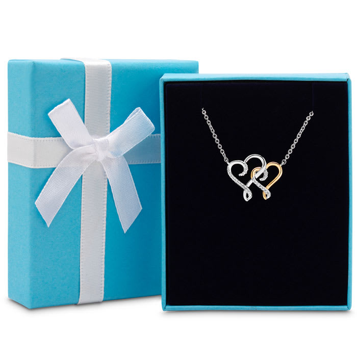 One Diamond Two-Tone So In Love Heart Necklace, 18 Inches.  Finely Crafted, Beautiful Necklace!