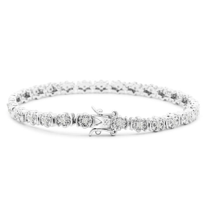 1/2 Carat Diamond Flower Bracelet, 7 Inches. Interesting Natural Rose Cut Diamonds In A Very Pretty Setting!