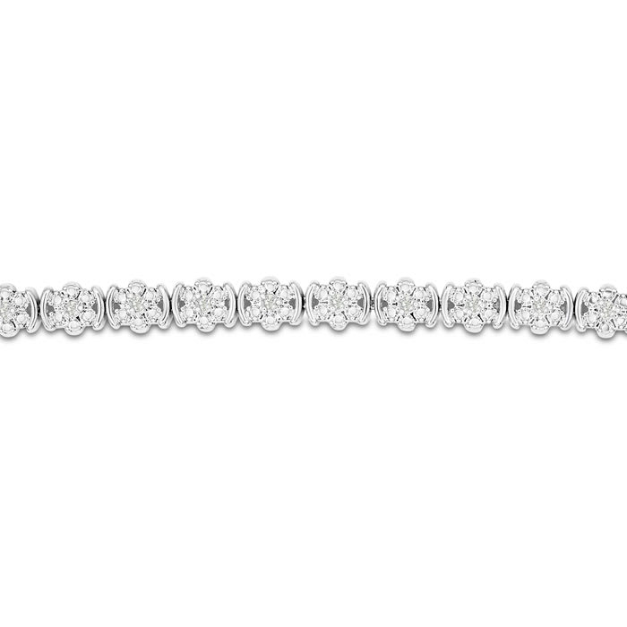 1/2 Carat Diamond Flower Bracelet, 7 Inches. Interesting Natural Rose Cut Diamonds In A Very Pretty Setting!