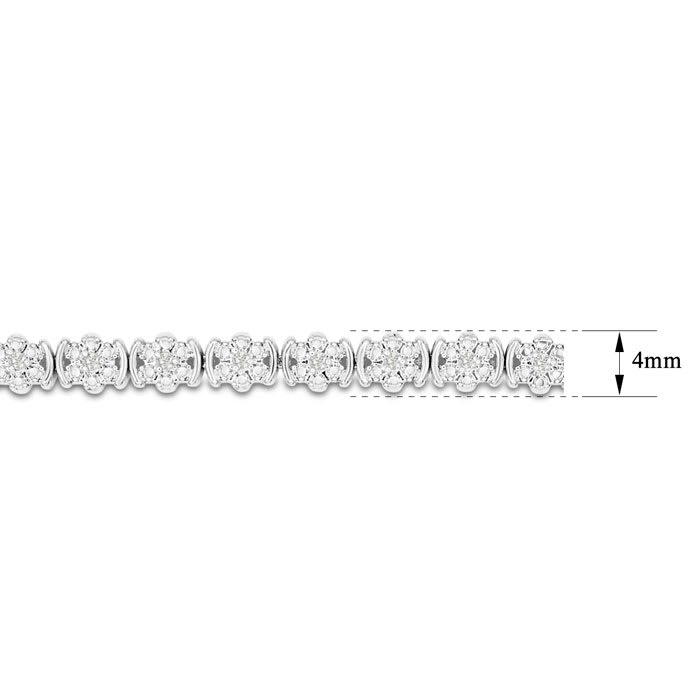 1/2 Carat Diamond Flower Bracelet, 7 Inches. Interesting Natural Rose Cut Diamonds In A Very Pretty Setting!