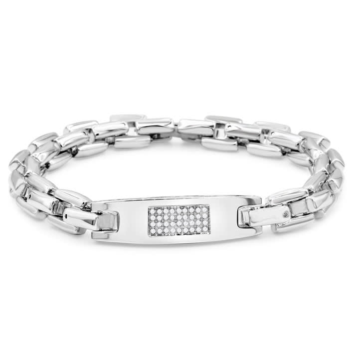 Stainless steel men's bracelet with diamonds 2025