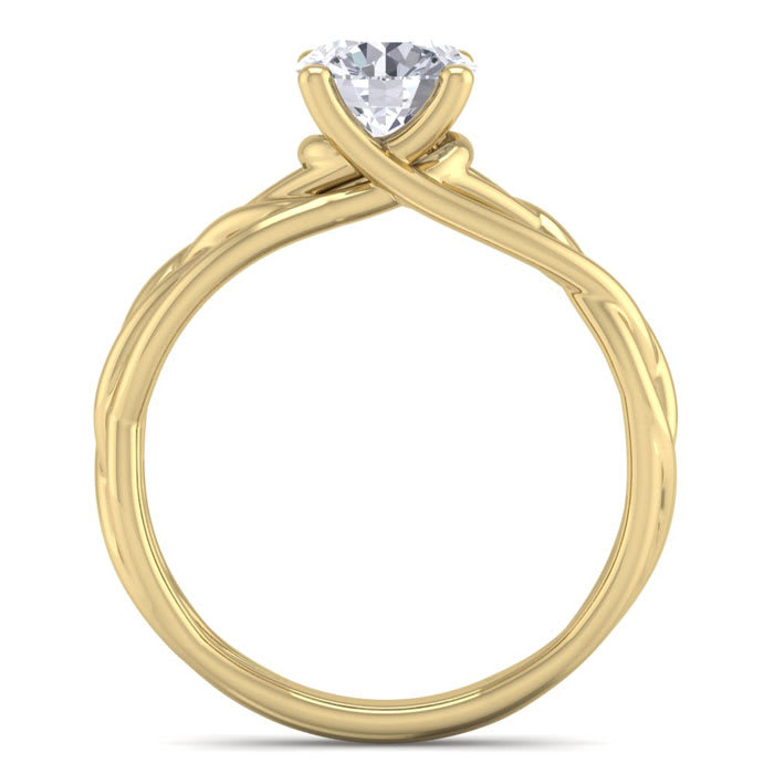 Round Engagement Rings, 1 Carat Round Diamond Solitaire Intricate Vine Engagement Ring Crafted In 14 Karat Yellow Gold