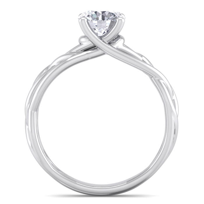Round Engagement Rings, 1 Carat Round Diamond Solitaire Intricate Vine Engagement Ring Crafted In 14 Karat White Gold