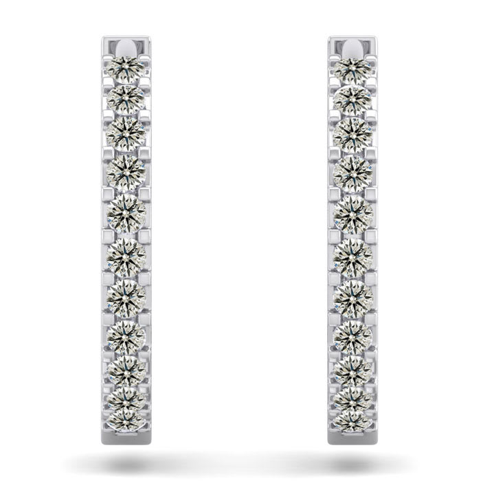 1/5 Carat Diamond Mens Hoop Earrings In 14 Karat White Gold