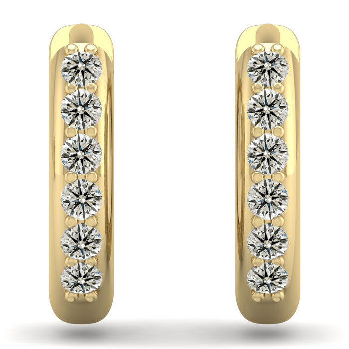1/4 Carat Diamond Mens Hoop Earrings In 14 Karat Yellow Gold