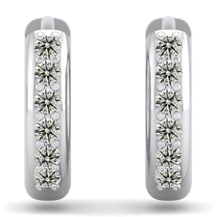 1/3 Carat Diamond Mens Hoop Earrings In 14 Karat White Gold